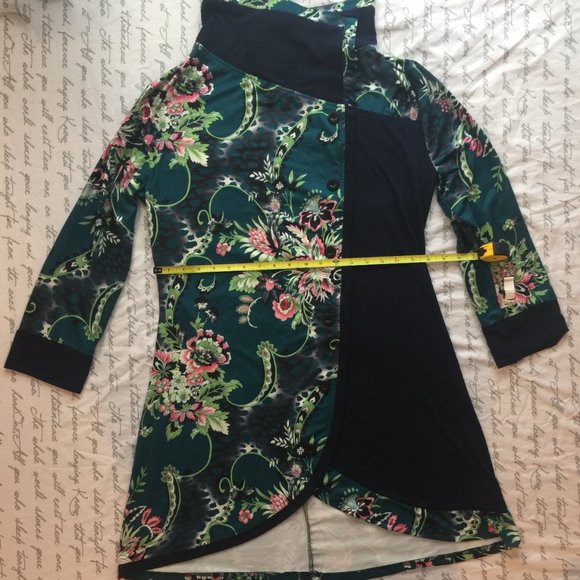 Large Deep Teal/Green Floral Tunic XL - Picture 15 of 16